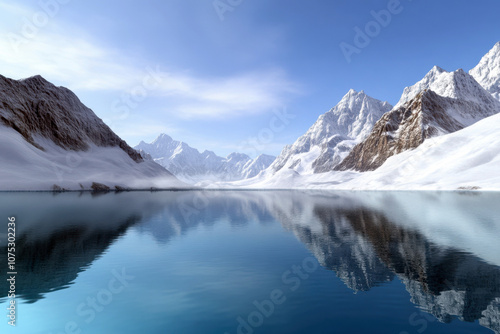 Wallpaper Mural A stunning mountain lake with crystal-clear blue water surrounded by snow-capped peaks Torontodigital.ca