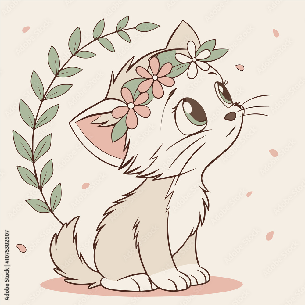 Obraz premium cat with a flower