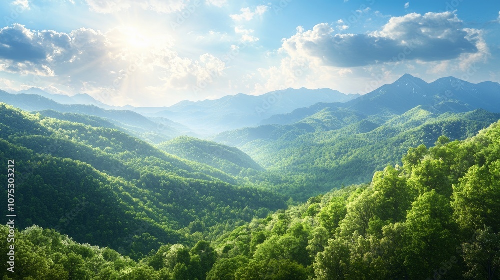 Fototapeta premium Spring Mountain Range: Contrast of Beauty and Destruction