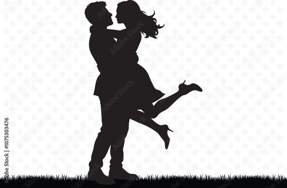 Obraz premium Silhouette of a couple of Vector