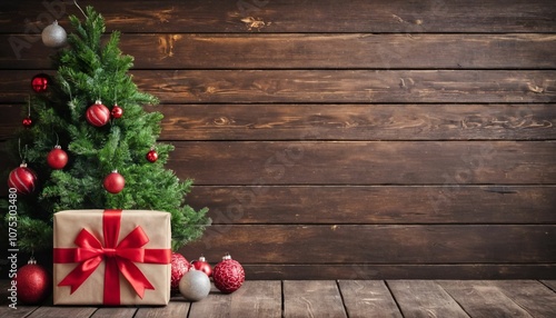 Christmas decoration on wooden background