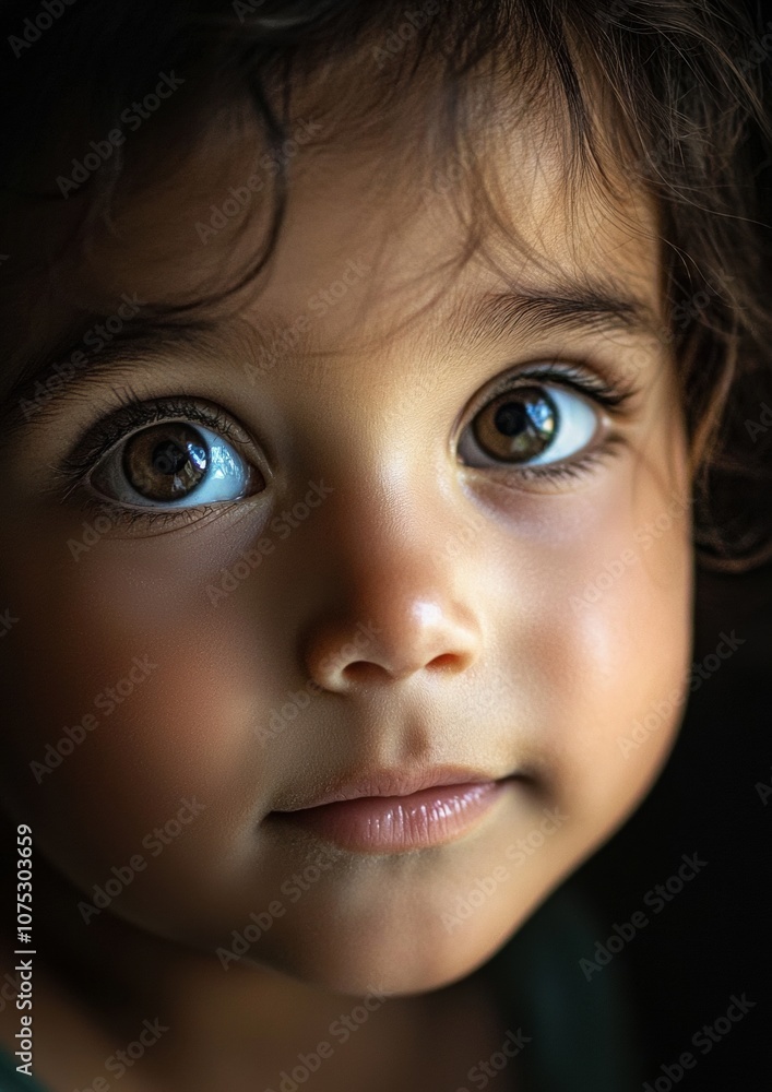 A young girl with brown eyes and a small nose A young girl with brown eyes and a small nose