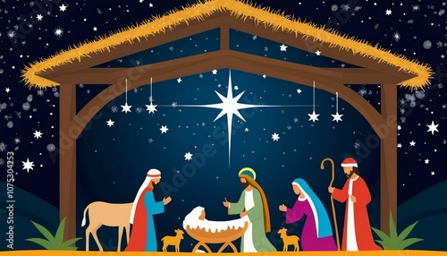 Nativity Scene Christmas backgrounds cards.