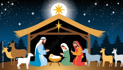 Nativity Scene Christmas backgrounds cards.