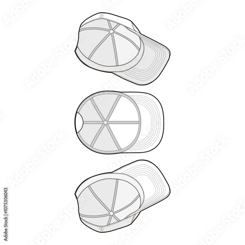 Baseball Cap 3-View Layout Template

