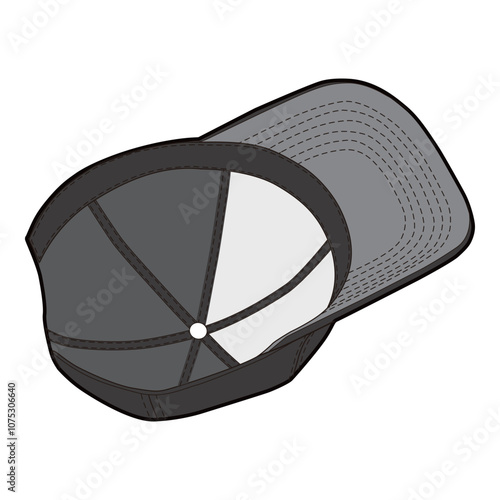 Inside View Snapback Cap Black and White Technical Illustration

