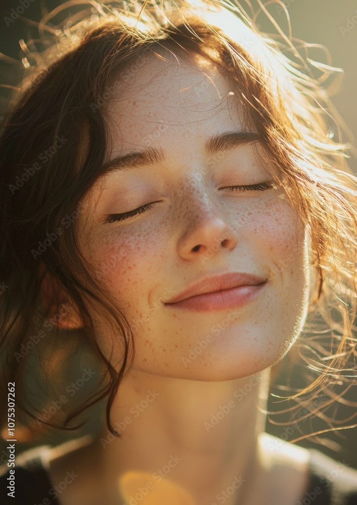 A woman with red hair and freckles is smiling and looking at the camera A woman with red hair and freckles is smiling and looking at the camera