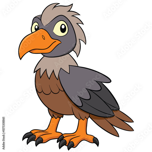 griffon vulture vector illustration, cartoon clipart character, animal in flat style.