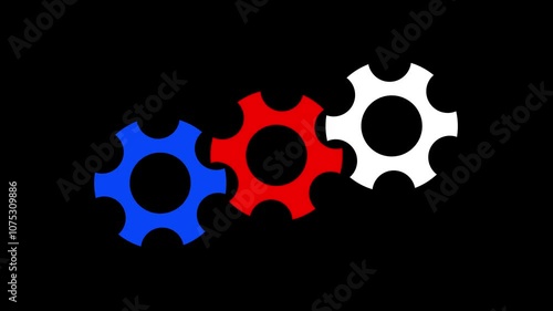 Settings icon animation isolated.  gear setting icon on black background animation, Spinning gears animation and rotete,. Rotating Gears, photo