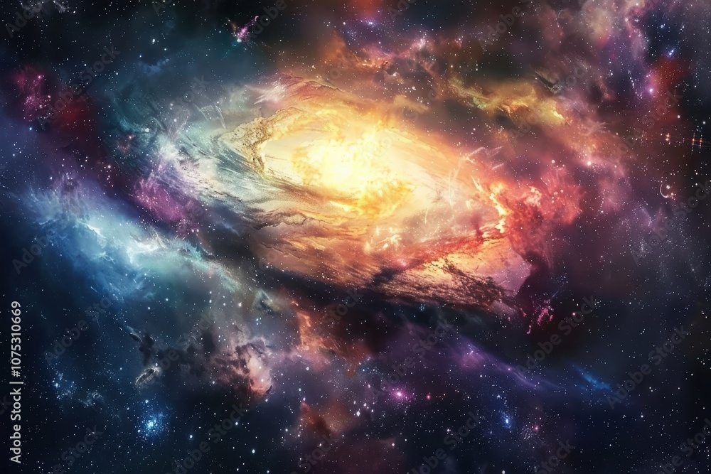 Fototapeta premium A Cosmic Nebula with a Bright, Glowing Core