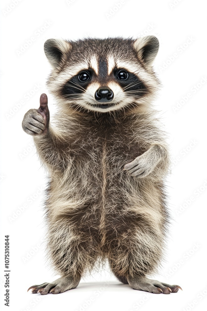 Adorable red panda standing with arms up, thumbs up Adorable red panda standing with arms up, thumbs up