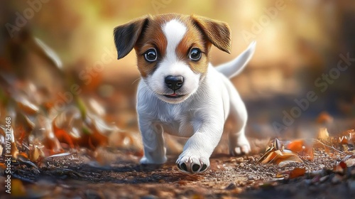 Jack Russell Puppy in a playful pose