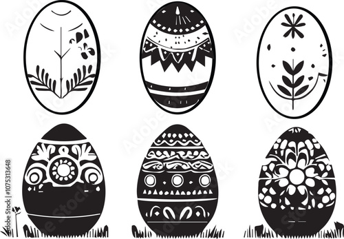 Easter egg silhouette vector EPS SET