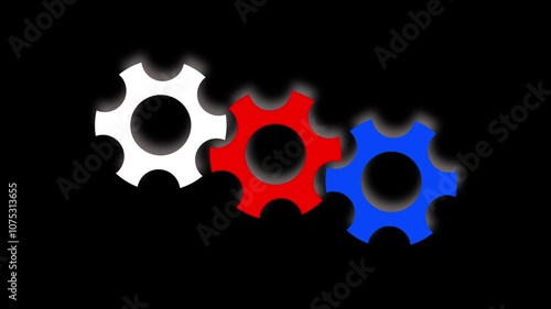 Settings icon animation isolated.  gear setting icon on black background animation, Spinning gears animation and rotete,. Rotating Gears, photo