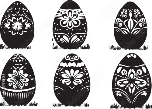 Easter egg silhouette vector EPS SET