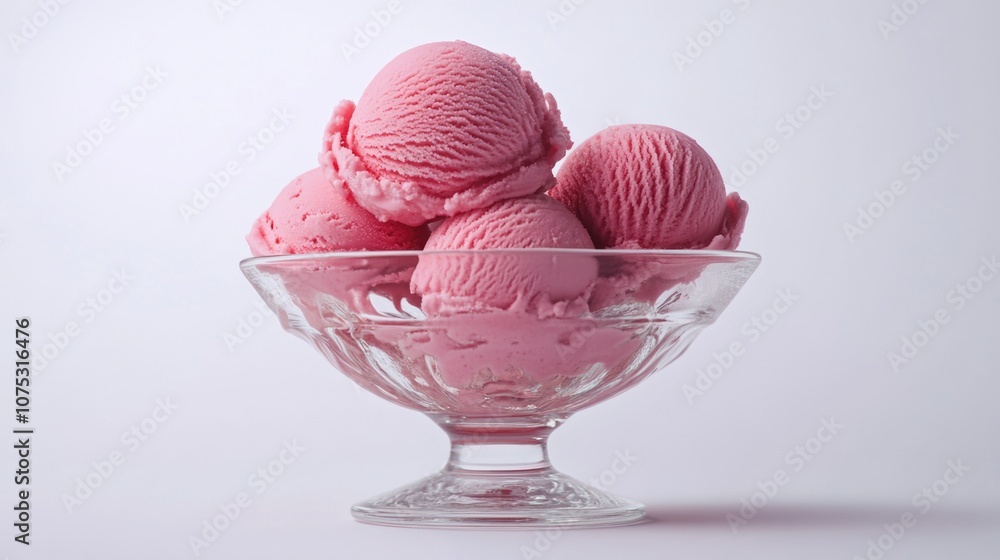 A glass bowl filled with delicious pink frozen dessert. A delightful and refreshing snack or sweet treats. A glass bowl filled with delicious pink frozen dessert. A delightful and refreshing snack or sweet treats.