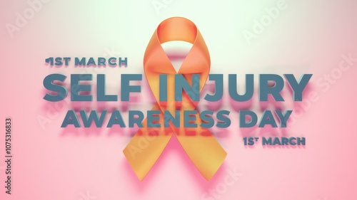 Orange ribbon symbolizes self injury awareness day on March 1st photo