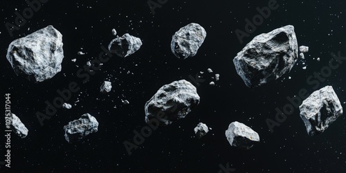 A view of a cosmic collision scene featuring asteroids and meteors exploding in space.