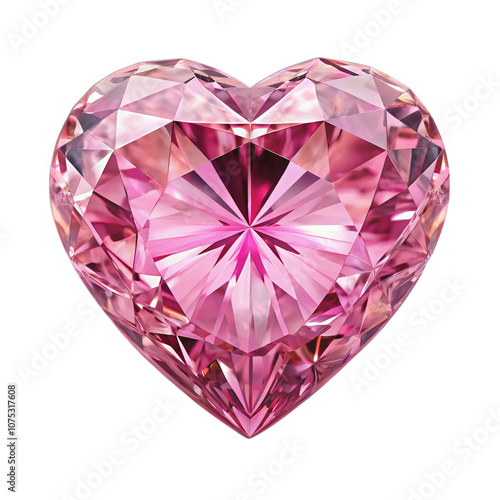 Pink heart shaped diamond isolated on transparent background. AI Generative