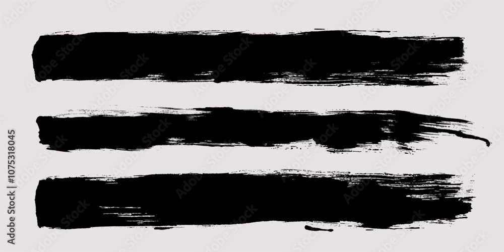 Brush strokes vector. Painted line and rectangle banner collection. Long and wide grunge background. Grain texture design elements Brush strokes vector. Painted line and rectangle banner collection. Long and wide grunge background. Grain texture design elements