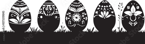 Easter egg silhouette vector EPS SET