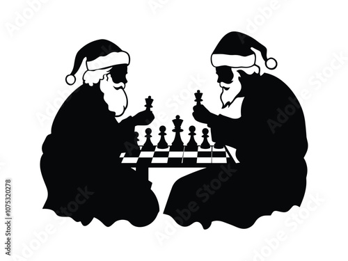 Santa & Mrs. Claus Chess Silhouettes | Christmas Art photo