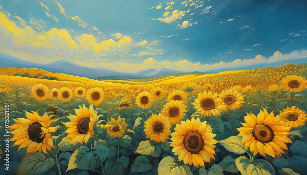 Obraz premium Sunflowers blooming abundantly in the fields