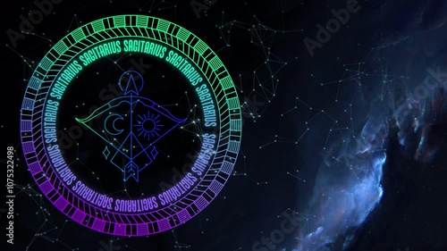 Sagitarius (Zodiac) and Space, Animation.Full HD 1920×1080. 20 Second Long, Loop. photo