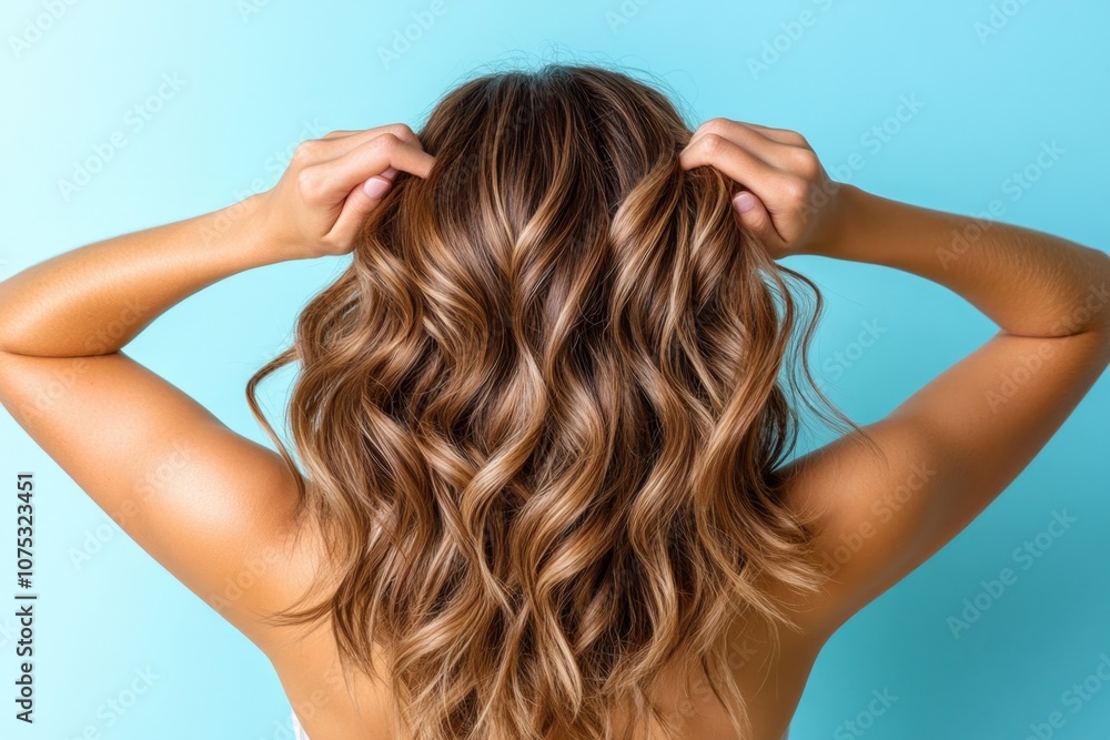 A person running their fingers through freshly washed hair, symbolizing a healthy hair routine A person running their fingers through freshly washed hair, symbolizing a healthy hair routine