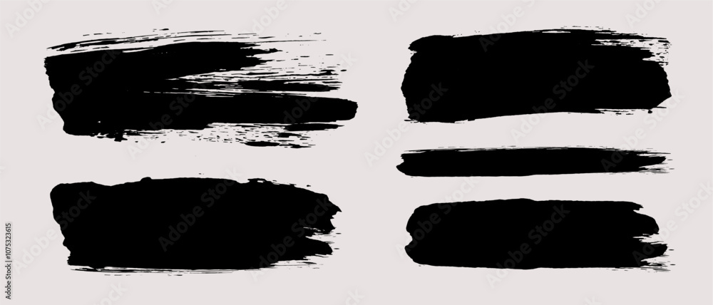 Brush strokes vector. Painted line and rectangle banner collection. Long and wide grunge background. Grain texture design elements Brush strokes vector. Painted line and rectangle banner collection. Long and wide grunge background. Grain texture design elements