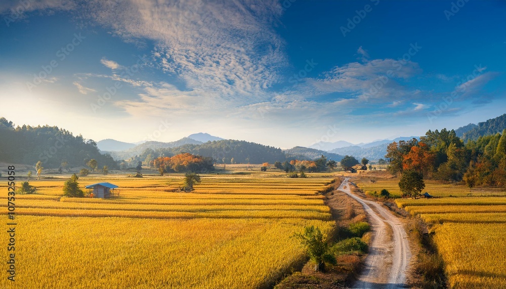 Fototapeta premium Witness the harmony between man and nature in the expansive fields. 