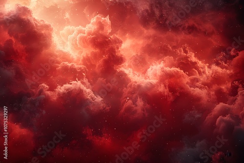 Dramatic Red Cloudscape with Ethereal Lighting for Creative Design Projects