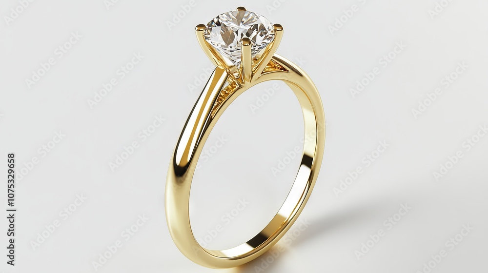 Minimalist Golden Engagement Ring with Diamond, Ultra-Realistic. AI generated illustration Minimalist Golden Engagement Ring with Diamond, Ultra-Realistic. AI generated illustration