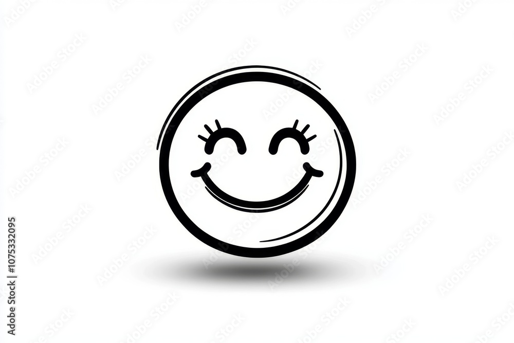 Minimalist line drawing of a smiling face, using simple curves to express joy on a white background Minimalist line drawing of a smiling face, using simple curves to express joy on a white background