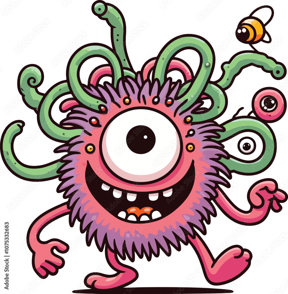 Fototapeta premium Friendly Monsters Color page, Big Eyes, Furry Friends, and Fun