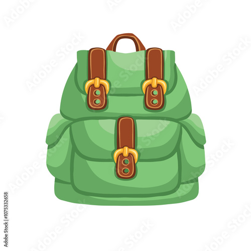 Tourist green backpack for camping illustration