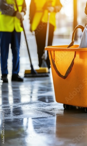 Wallpaper Mural Efficient Cleaning Crew Maintaining Public Spaces with Professional Tools Torontodigital.ca