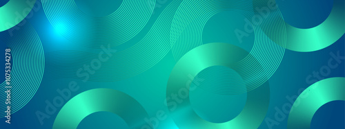 Blue and Green Vector Abstract Modern Futuristic 3d Line Banner With Shapes Ideal for Post, Background, Banner, Ad, Promo, Invitation, Etc