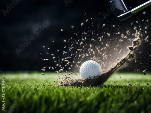 Golf, golf ball in a dynamic shot.