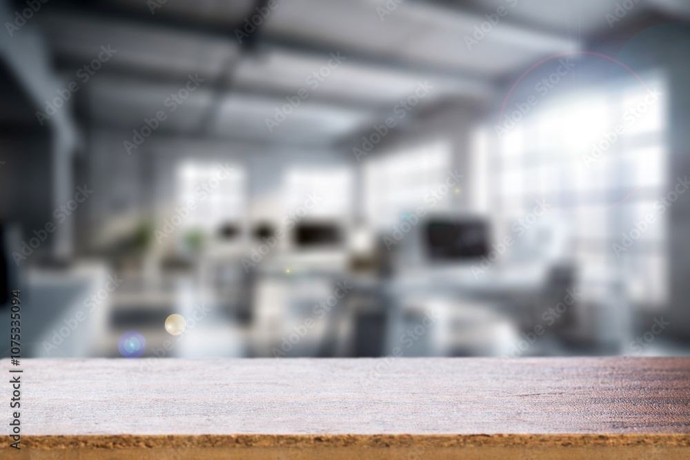 Empty table top with office space background Empty table top with office space background