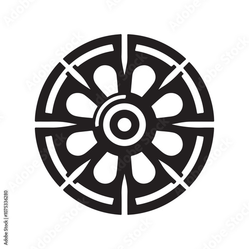 Flywheel Silhouette Vector Illustration for Engineering & Machinery Designs