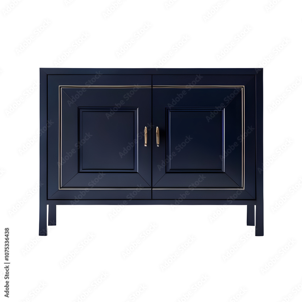Isolated Midnight navy sleek cabinet on a transparent background PNG Isolated Midnight navy sleek cabinet on a transparent background PNG