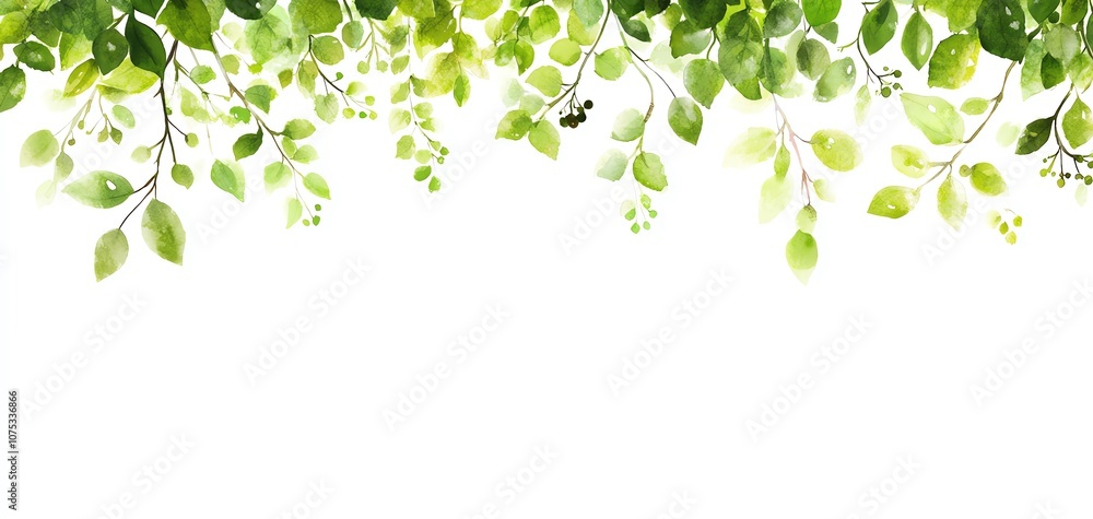 Fresh green leaves creating a natural frame on a white isolated background. Fresh green leaves creating a natural frame on a white isolated background.