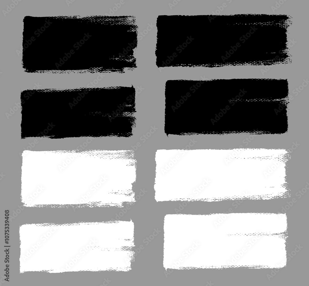 Brush strokes vector. Painted line and rectangle banners collection. Long and wide grunge backgrounds. Grain texture design elements. Black and white brush options Brush strokes vector. Painted line and rectangle banners collection. Long and wide grunge backgrounds. Grain texture design elements. Black and white brush options