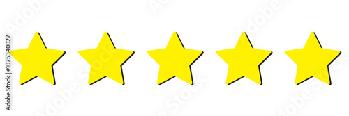 Five stars customer product rating review flat icon for apps and websites 545
