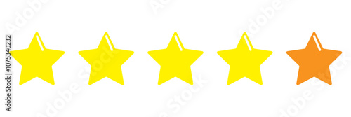 Five stars customer product rating review flat icon for apps and websites 545