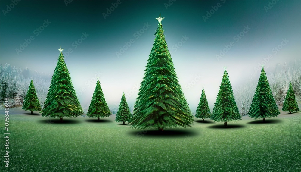 Fototapeta premium Green christmas trees