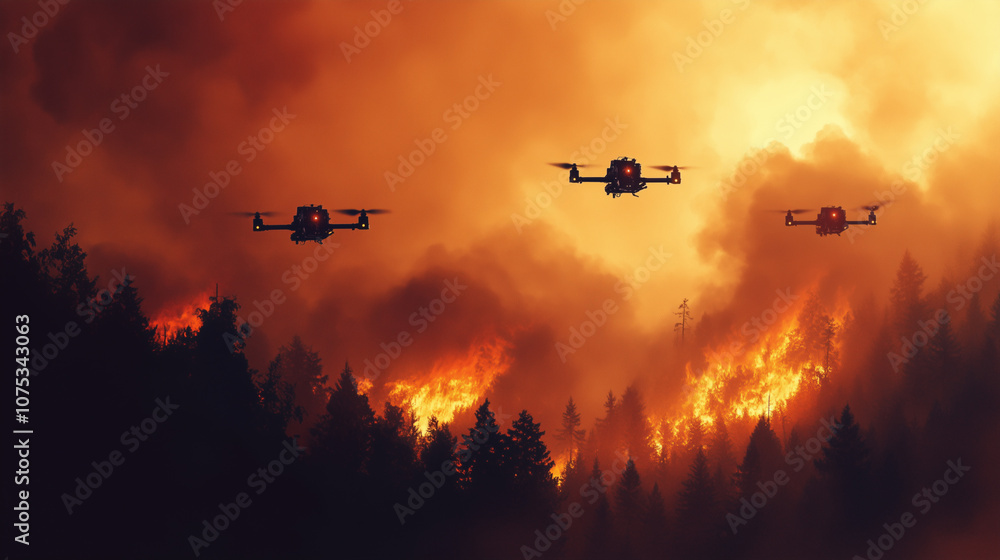 Drones survey severe forest fire situations Drones survey severe forest fire situations