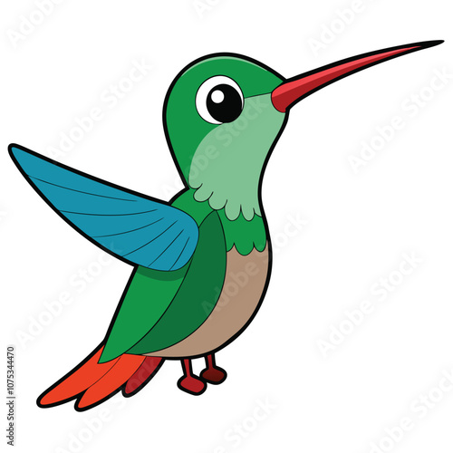 Cute cartoon hummingbird vector illustration white-background