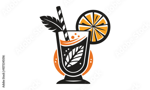 Download Mocktail Linocut Vector Art Illustration . This Design Concept Isolated Premium Vector. 